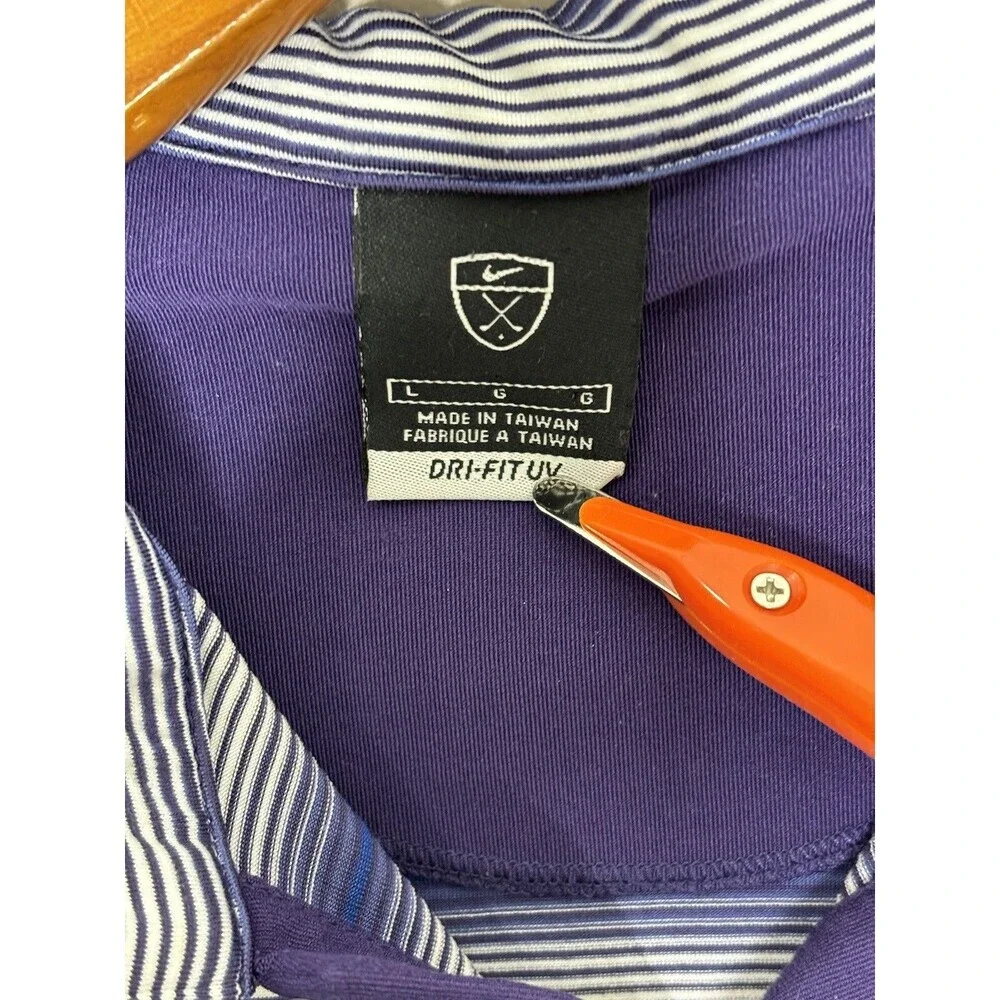 Nike Polo Shirt Mens Sz Large Multicolor Striped Dri Fit Golf Collared Pullover